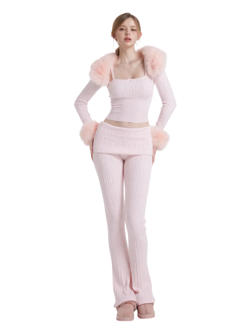 Colette cable knit set in soft pink by Angel Ruche, photo 6