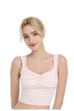 Rose Buds cotton crop tank top in baby pink, coquette top by Angel Ruche