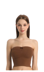 Pilate Princess ruched tube top in brown, balletcore top by Angel Ruche