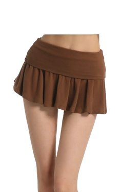 Pilate Princess fold over flare mini skirt in brown, balletcore skirt by Angel Ruche