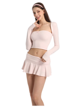 Pilate Princess Fold Over Flare Mini Skirt(Rose Pink)