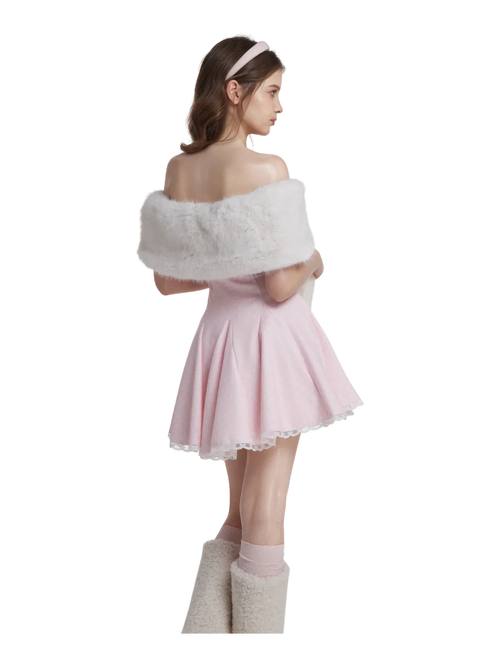Sugar Pom fur pullover cape in white by Angel Ruche, photo 5