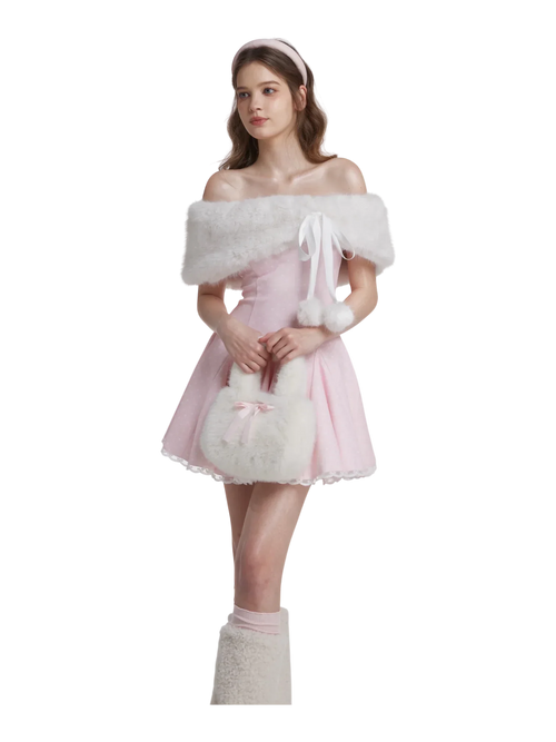 Sugar Pom fur pullover cape in white by Angel Ruche, photo 3