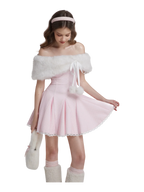 Sugar Pom fur pullover cape in white, coquette winter accessory by Angel Ruche