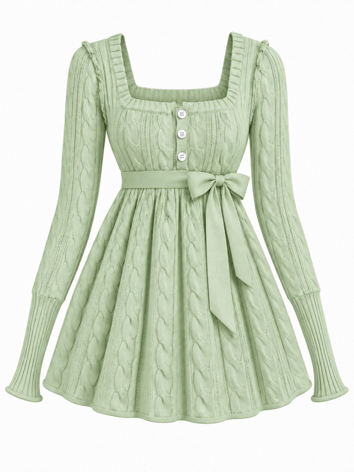 Tuscan cable knit babydoll top(green)--public pre-order :11.27