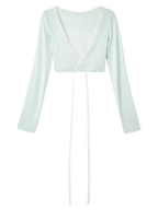 Ballerina Bliss wrap cardigan in minty green, balletcore top by Angel Ruche