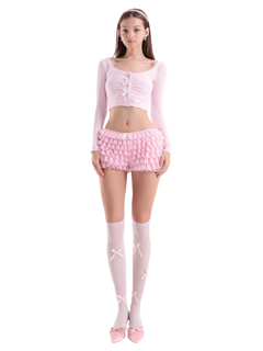 Delicate pink chiffon ruffle shorts by Angel Ruche, photo 6