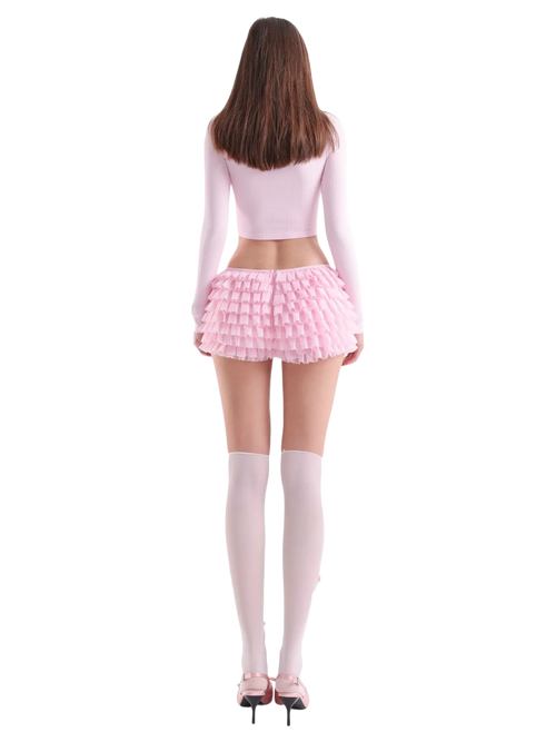 Delicate pink chiffon ruffle shorts by Angel Ruche, photo 10