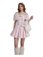 Sugar Pom fur pullover shoulder cape in pink, coquette winter accessory by Angel Ruche