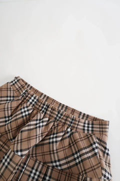 Girly Plaid pleated high rise skirt in khaki by Angel Ruche, photo 5