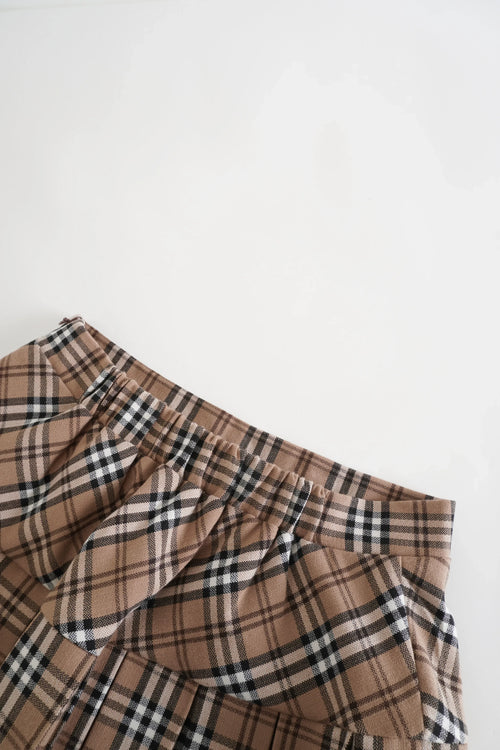 Girly Plaid pleated high rise skirt in khaki by Angel Ruche, photo 5