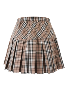 Girly Plaid pleated high rise skirt in khaki by Angel Ruche, photo 3