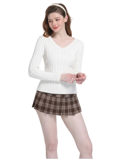 Girly Plaid pleated mini skirt in brown by Angel Ruche, photo 2