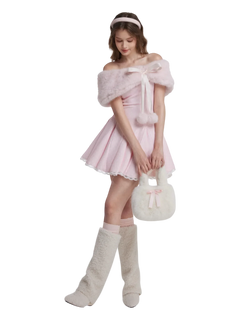 Sugar Pom fur shoulder cape in pink by Angel Ruche, photo 2