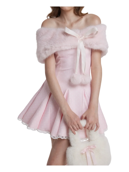 Sugar Pom fur shoulder cape in pink by Angel Ruche, photo 8