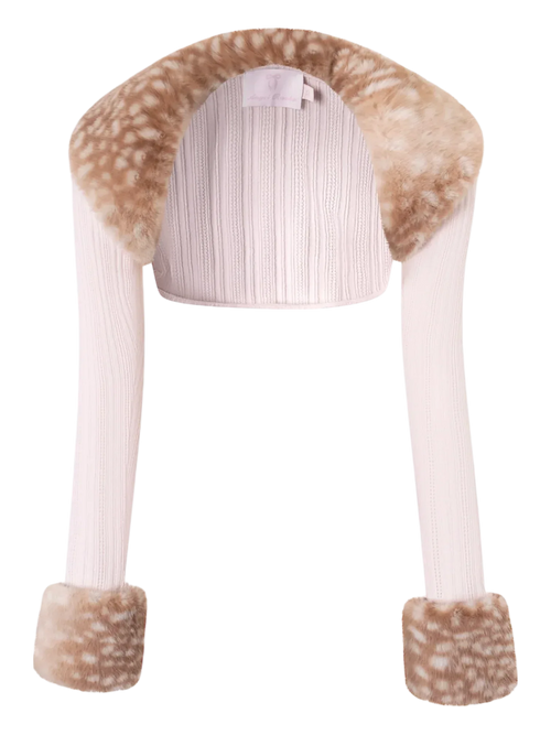 My True Form fawn print fur bolero cardigan in pink, dollette aesthetic by Angel Ruche