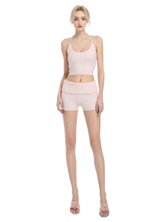 Spring Kissed knit halter and shorts set in baby pink by Angel Ruche, photo 4