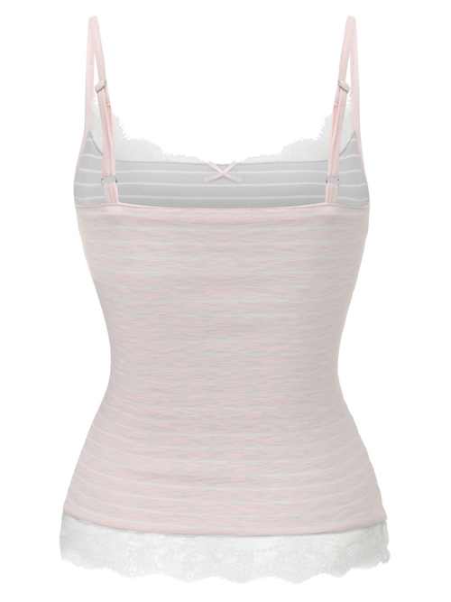 Muse cotton reversible lace cami in pink and grey stripe by Angel Ruche, photo 19