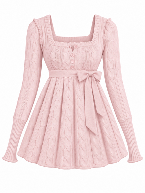 Tuscan cable knit babydoll top(pink)--public pre-order :11.27