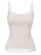 Muse cotton reversible lace cami in pink and grey stripe, coquette top by Angel Ruche