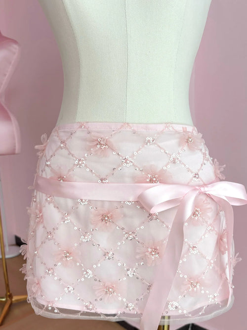 Averie beaded sequin skirt in pink by Angel Ruche, photo 8
