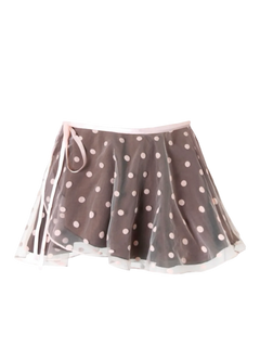 Maison Polka ballet wrap skirt in pink and brown polka dot, balletcore skirt by Angel Ruche