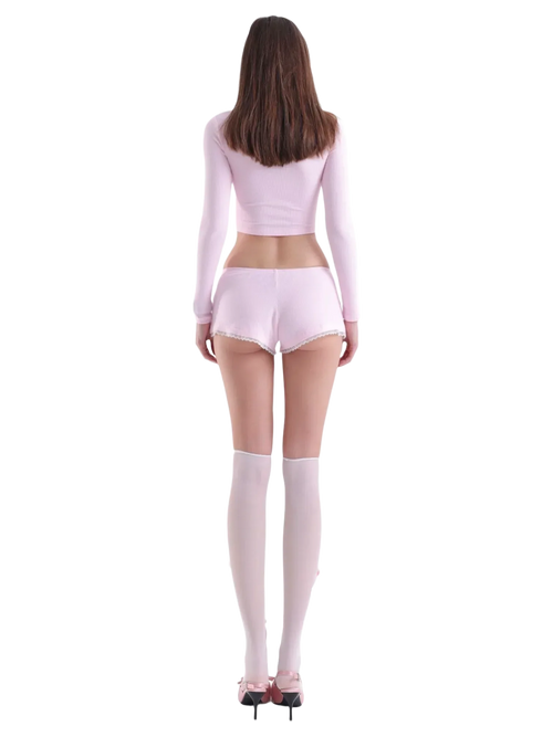 Tulle ribbon loose socks in pink by Angel Ruche, photo 4