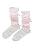 Tulle ribbon loose socks in pink, balletcore accessory by Angel Ruche
