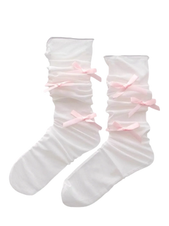 Tulle ribbon loose socks in pink, balletcore accessory by Angel Ruche