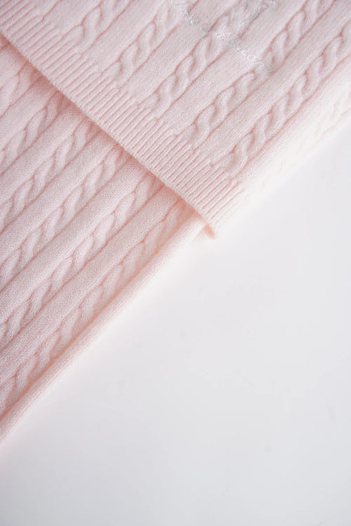 Colette cable knit fold over pants in soft pink by Angel Ruche, photo 8