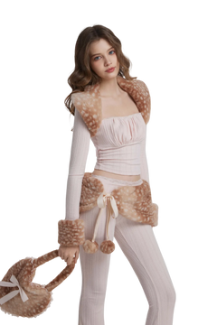 My True Form cotton pants and fur waistband in pink by Angel Ruche, photo 5