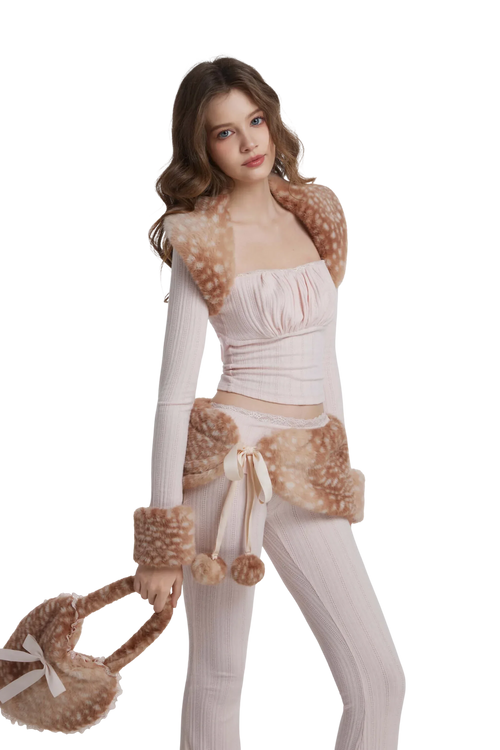 My True Form cotton pants and fur waistband in pink by Angel Ruche, photo 5