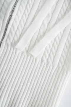 Fur trim Marshmallow cable knit cardigan in white by Angel Ruche, photo 9