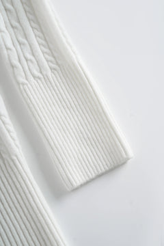 Fur trim Marshmallow cable knit cardigan in white by Angel Ruche, photo 7