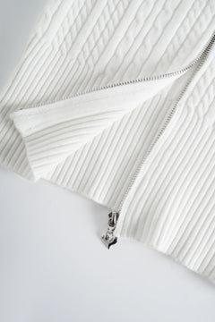Fur trim Marshmallow cable knit cardigan in white by Angel Ruche, photo 6