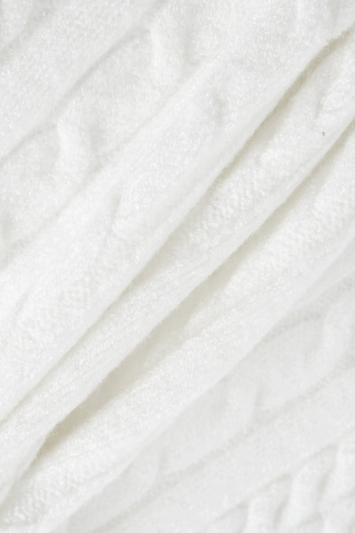 Fur trim Marshmallow cable knit cardigan in white by Angel Ruche, photo 10