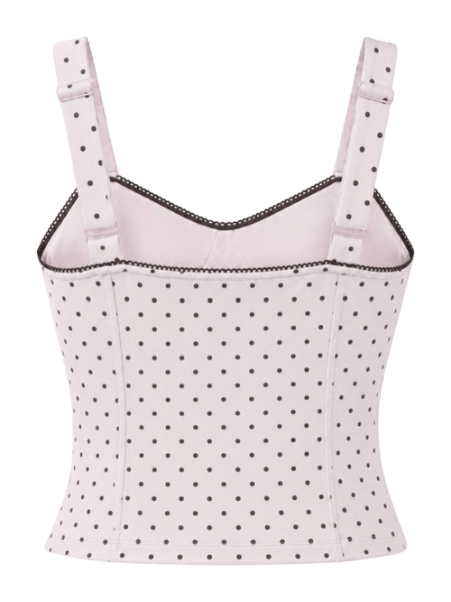 Whimsy Doll cotton active top in brown polka dot by Angel Ruche, photo 14