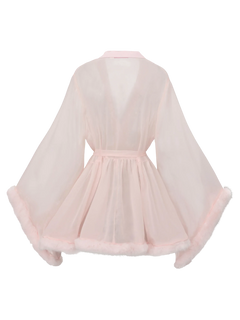 Rosé Princess fur chiffon robe in pink by Angel Ruche, photo 3