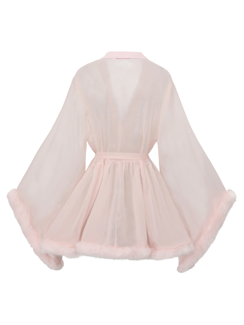 Rosé Princess fur chiffon robe in pink by Angel Ruche, photo 3