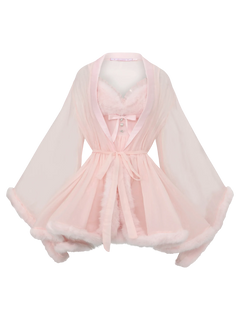 Rosé Princess fur chiffon robe in pink by Angel Ruche, photo 2