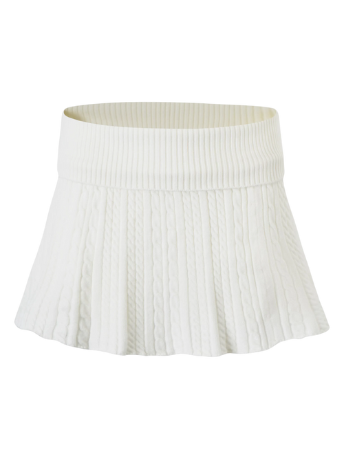 Marshmallow cable knit skirt in white, cozy knit skirt by Angel Ruche