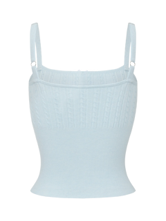 Colette cable knit cami top in ice blue by Angel Ruche, photo 3