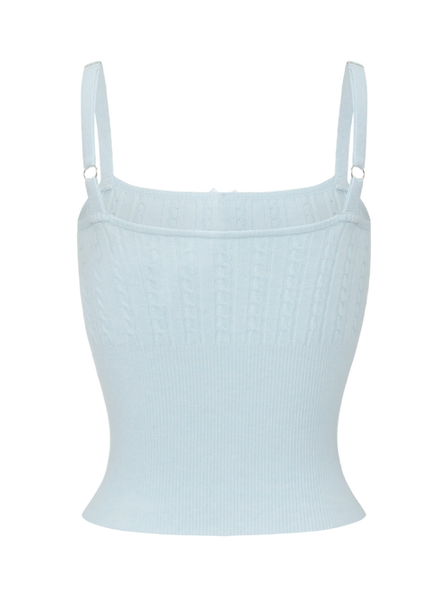 Colette cable knit cami top in ice blue by Angel Ruche, photo 3