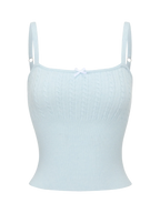 Colette cable knit cami top in ice blue, balletcore knitwear by Angel Ruche