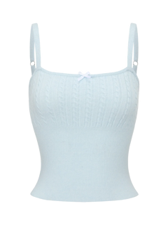 Colette cable knit cami top in ice blue, balletcore knitwear by Angel Ruche