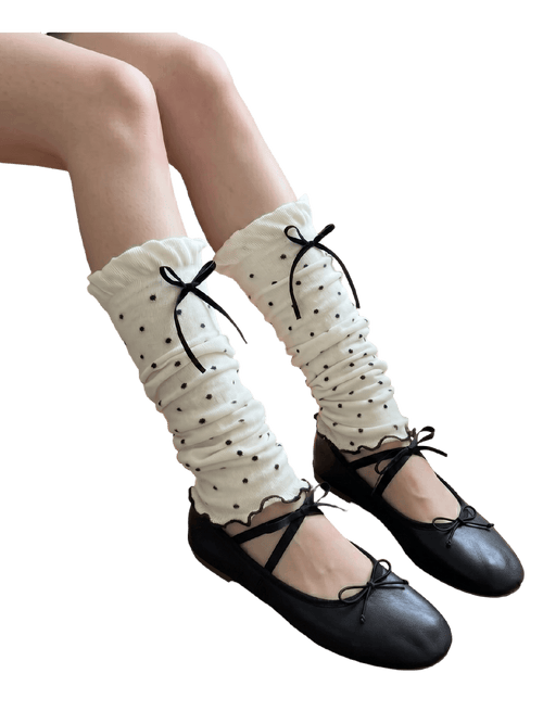 Polka dot leg warmers in white by Angel Ruche, photo 2