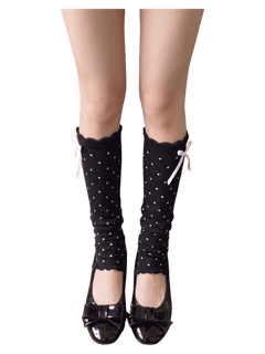 Polka dot leg warmers in black by Angel Ruche, photo 2
