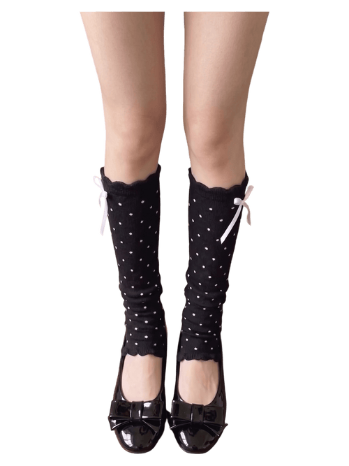 Polka dot leg warmers in black by Angel Ruche, photo 2