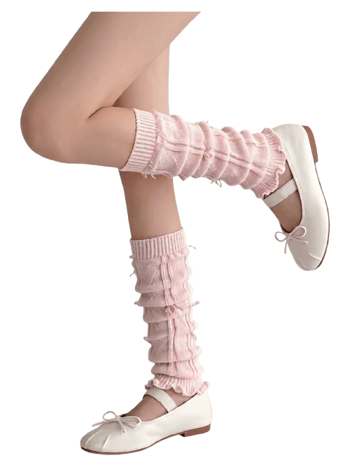 Gold bow leg warmers in pink by Angel Ruche, photo 2