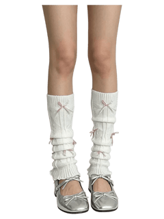 Gold bow leg warmers in white by Angel Ruche, photo 2